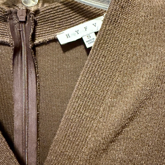 HYFVE Brown Long Sleeve sweater faux Button-Up Dress - Picture 5 of 6